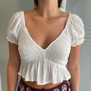 Etiquette White Ruched Top